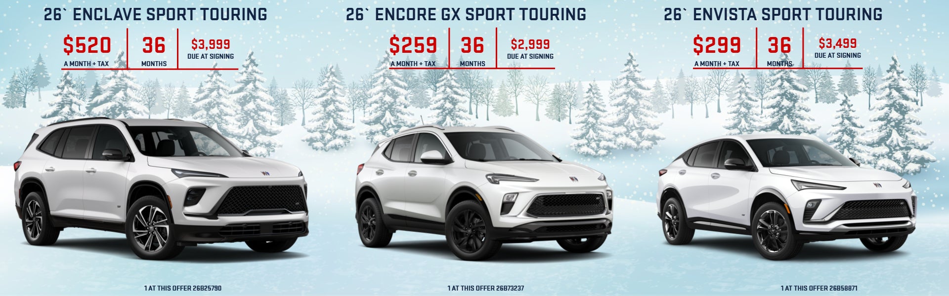 Enclave, Encore and Envista Specials