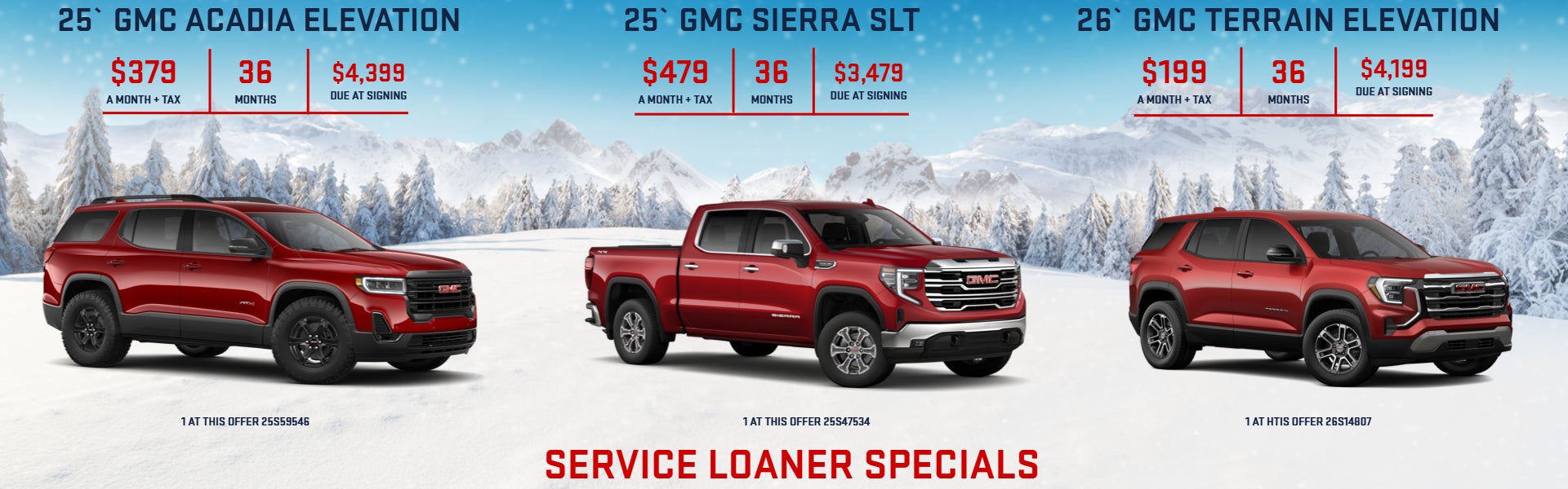 Acadia, Sierra and Terrain Specials